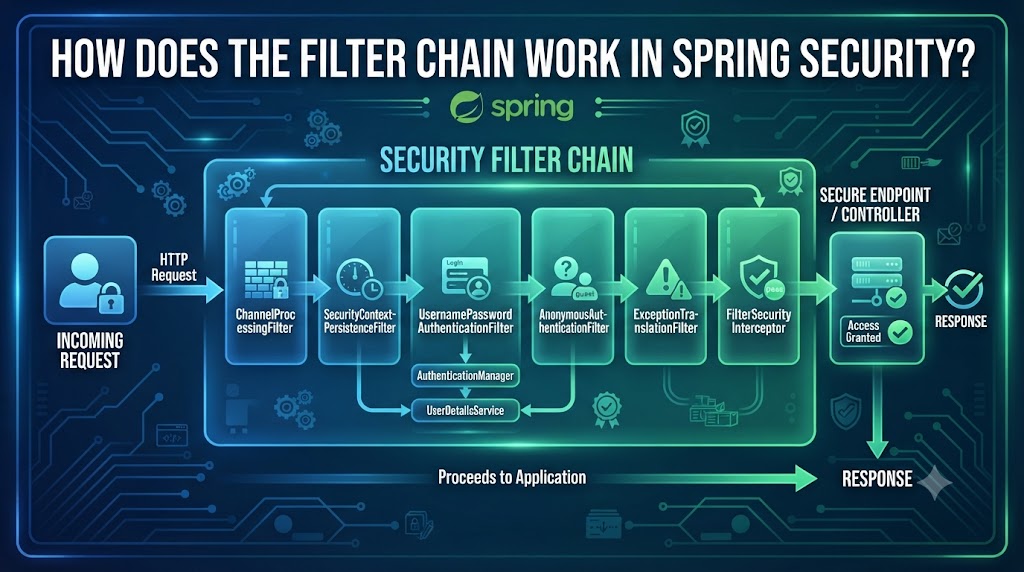 How does the filter chain work in Spring Security?