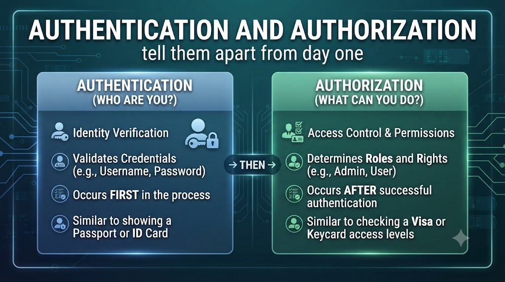 Authentication and Authorization: tell them apart from day one